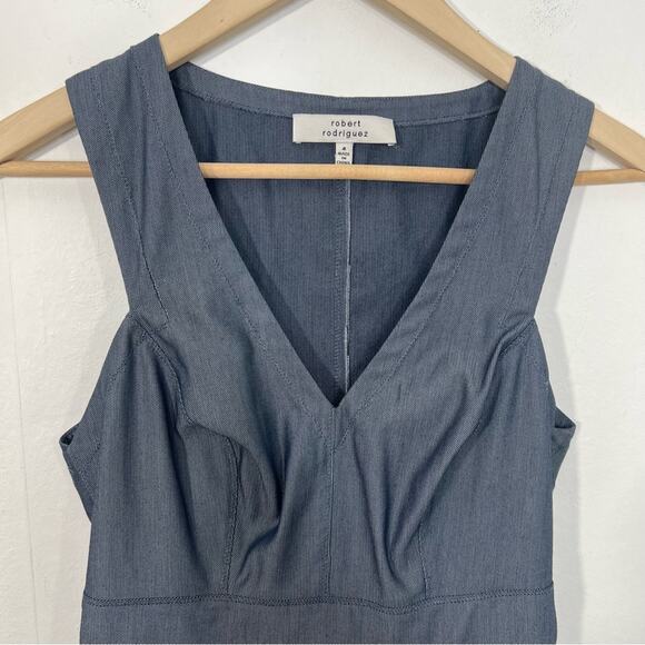 Robert Rodriguez Blue Gray A-Line Pleated Dress Size 4 - Picture 3 of 11